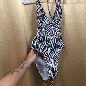 Zebra print one piece bathing suit